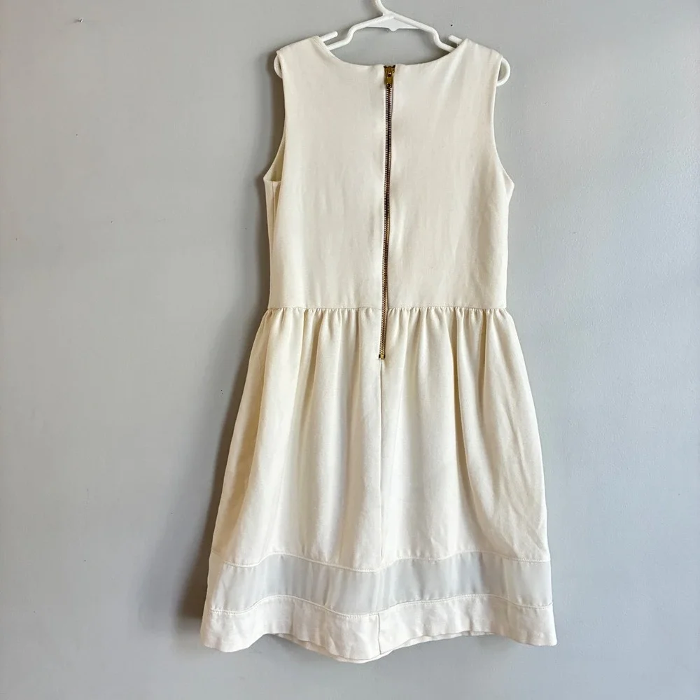 AQUA Sleeveless Fit Flare Dress Girls Large Cream Mesh Hem Party Zipper